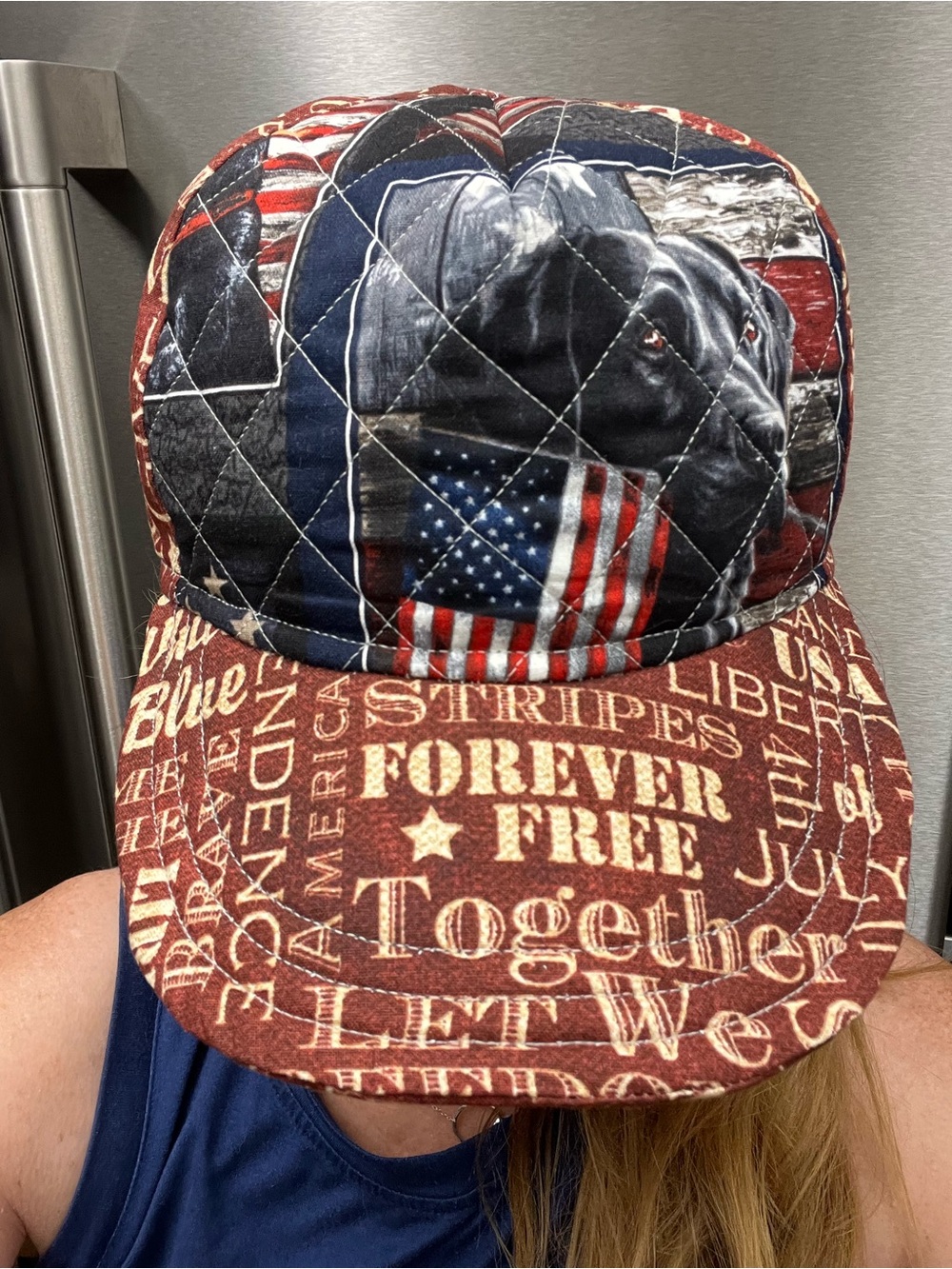 Patriotic Dog Quilted Baseball Cap - Red, White & Blue